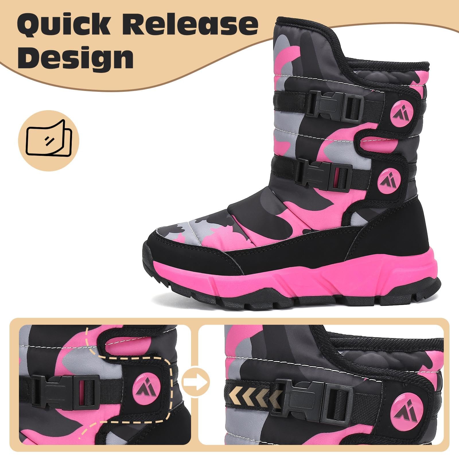 Mishansha Winterstiefel für Mädchen Jungen Winterschuhe Warm Gefüttert Winterboots Outdoor rutschfeste Schneestiefel Kinder