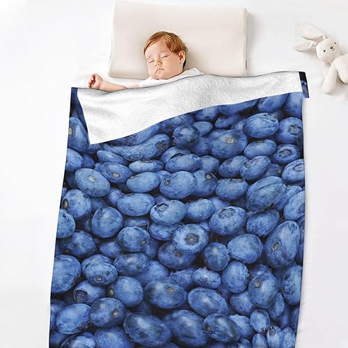Miniatura 6 de Manta de franela de arándanos para regalo, ultra suave y acogedora, manta de forro polar ligera y mullida, manta de felpa cálida para sofá, cama, 60