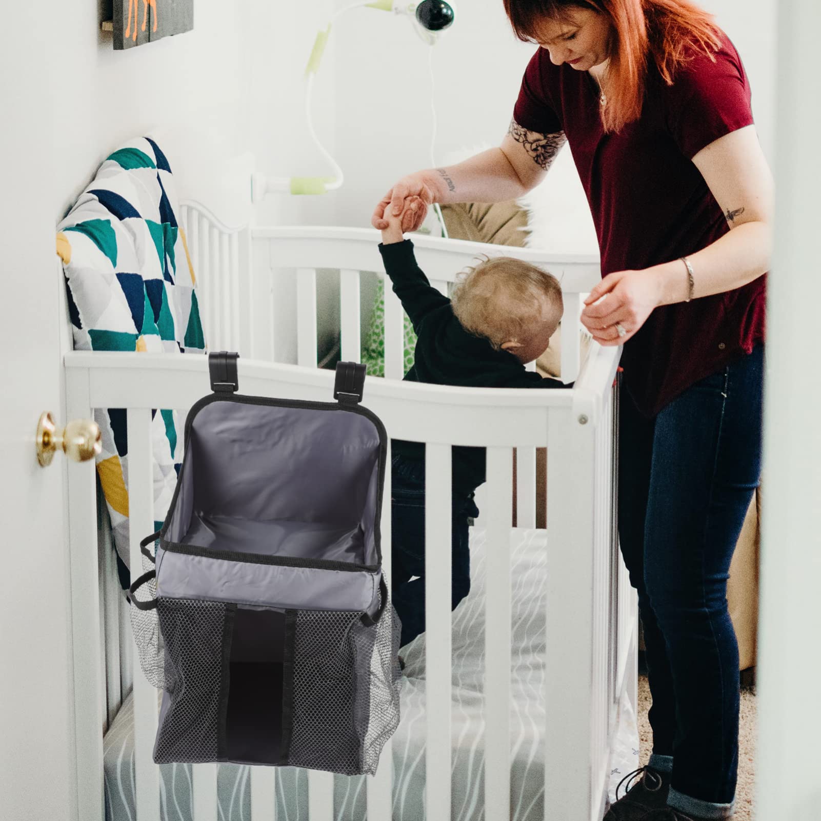DECHOUS Bolsa Organizadora para Pañales Colgante, Plegable, Mamás | Oxford y Plástico, Uso Exterior o Viaje, Recoge Pañales Húmedos o Secos y Otros Artículos