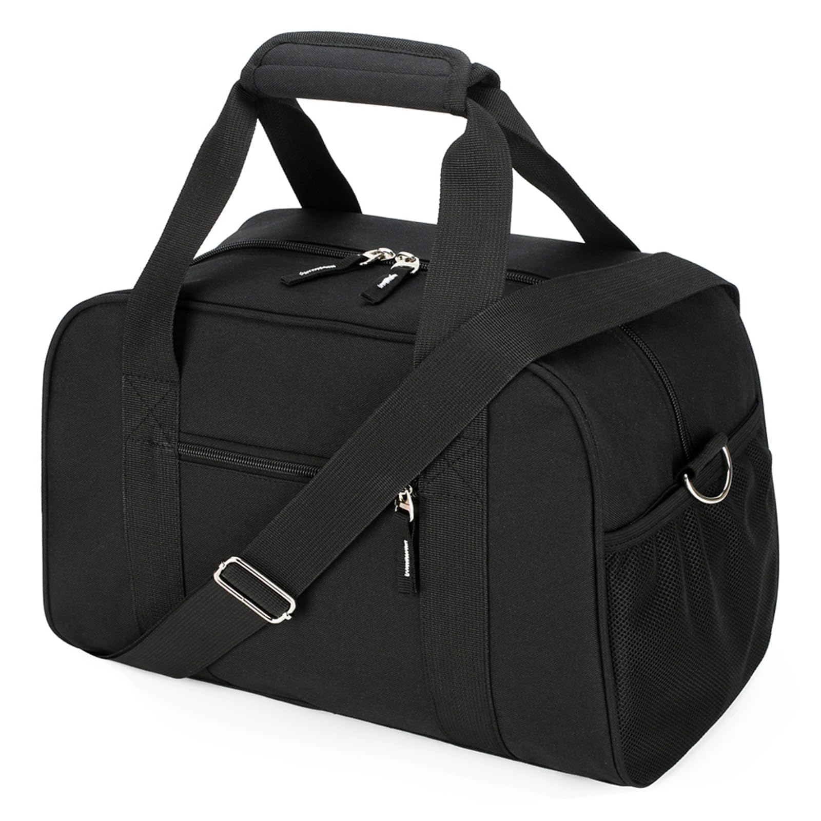 Bolsa de gimnasio pequeña de 14 pulgadas, mini bolsa de lona para mujeres y hombres, ligera para viajes y deportes, color negro, negro (Deep Black), 35,56 cm , Gimnasio