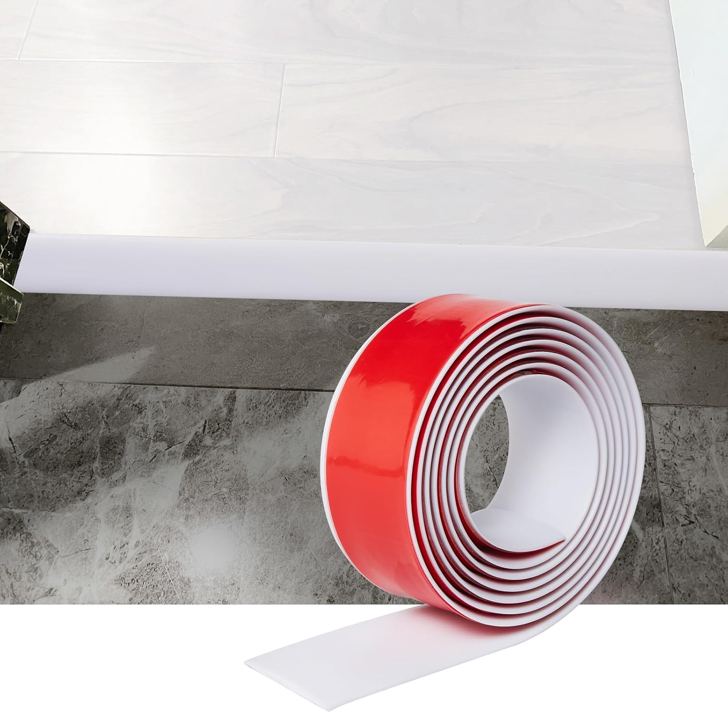 1.2M Laminate Flooring Threshold Transition Strip,PVC Door Bars for Doorways,Self Adhesive Vinyl Floor Edge Trim,Tile to Laminate Beading,Floor Joining Strip Gap Covering(4cm,White) — image 1