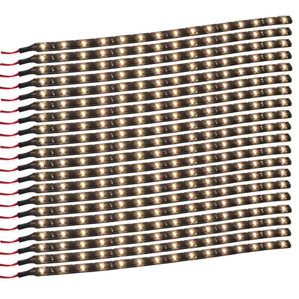 XT AUTO Warm White 12v 15 Led 30cm Car Flexible Waterproof Underbody Light Strip Pack of 20