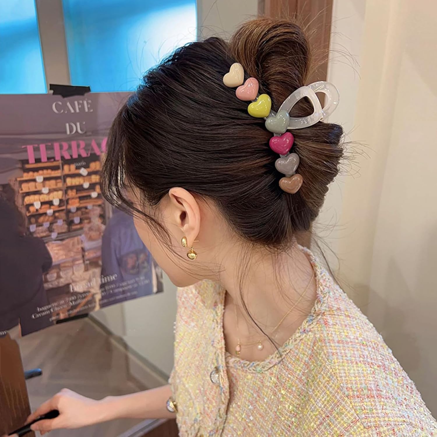 Colorful Heart Hair Clips - Valentines 1PCS Cute Rainbow Candy Designs Claw Clips Fashion Large Heart Hair Accessories for Women Hair Styles Artificial Plastic Hair Claw Clips - Image 6