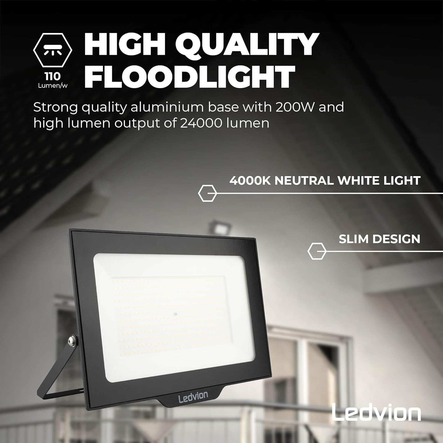 Package contents of Ledvion LED Floodlight