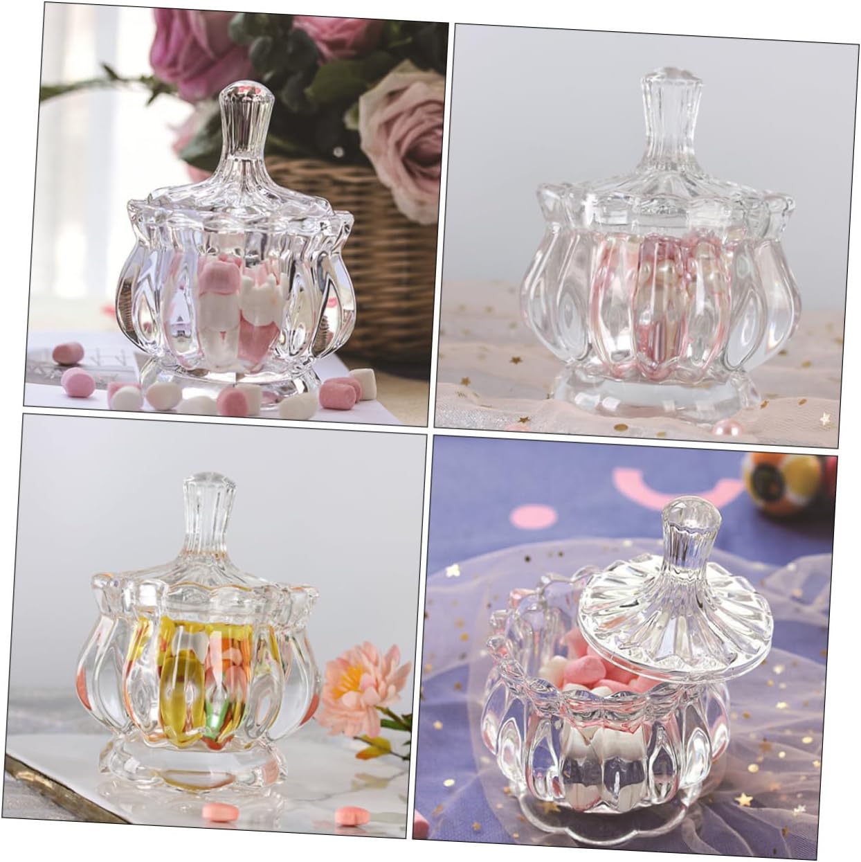 Elegant Glass Candy Bottle Set Food Containers Lids for Snacks Glass Storage Jar Candy Cookie Jar Storage Canister
