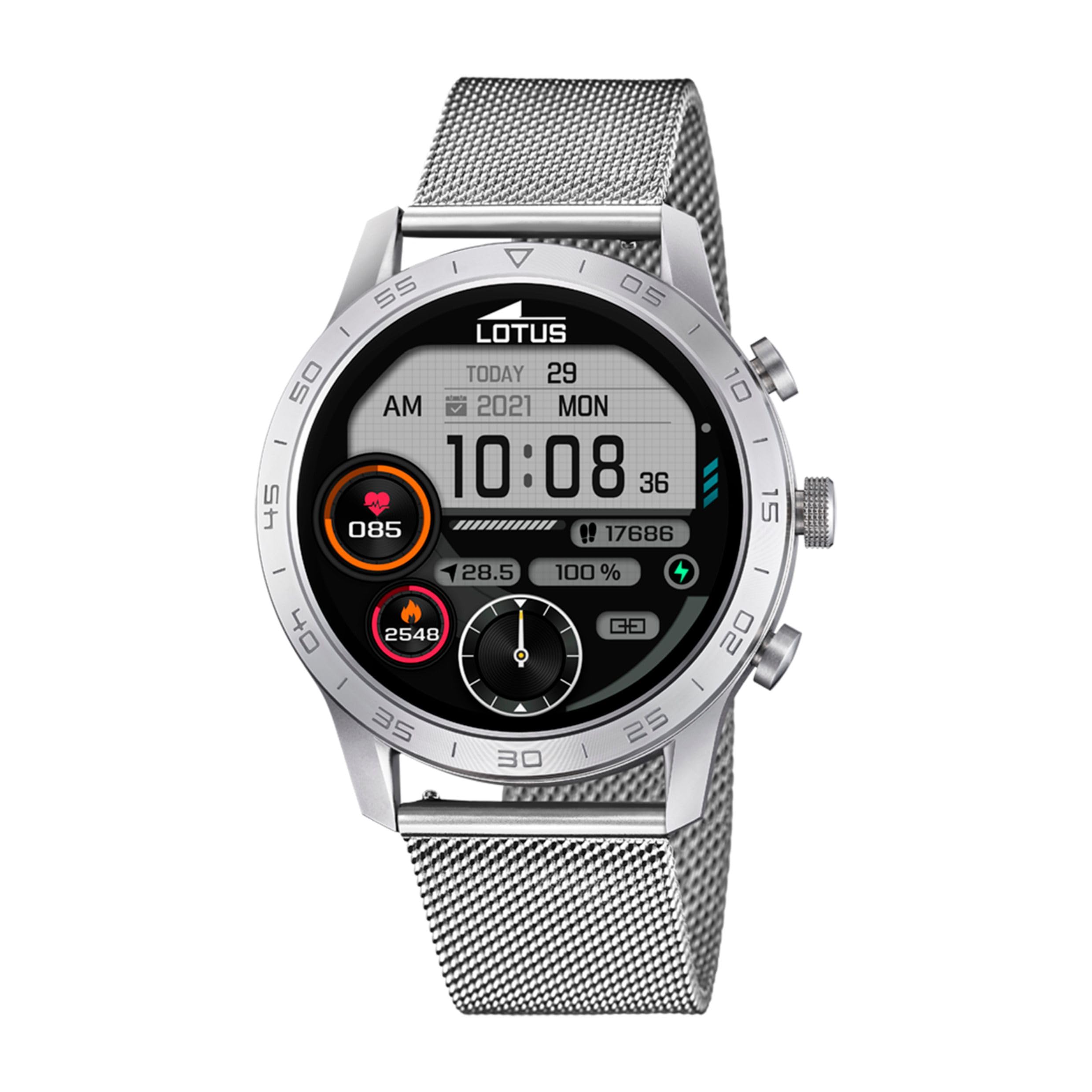 LOTUS Reloj Inteligente Hombre - Smartwatch de Acero Inoxidable 316l - Resistente al Agua IP65 50047/​1 - Control Música, Cuenta Pasos y Calorías, Multi Deportes, Frecuencia Cardíaca y Presión