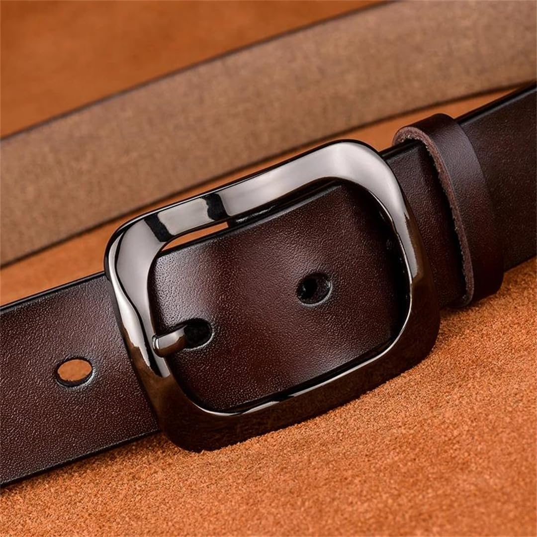 Yeuyyben Cinturón de piel auténtica con hebilla de metal para mujer, estilo casual, pantalones vaqueros, cinturón de cintura ajustable