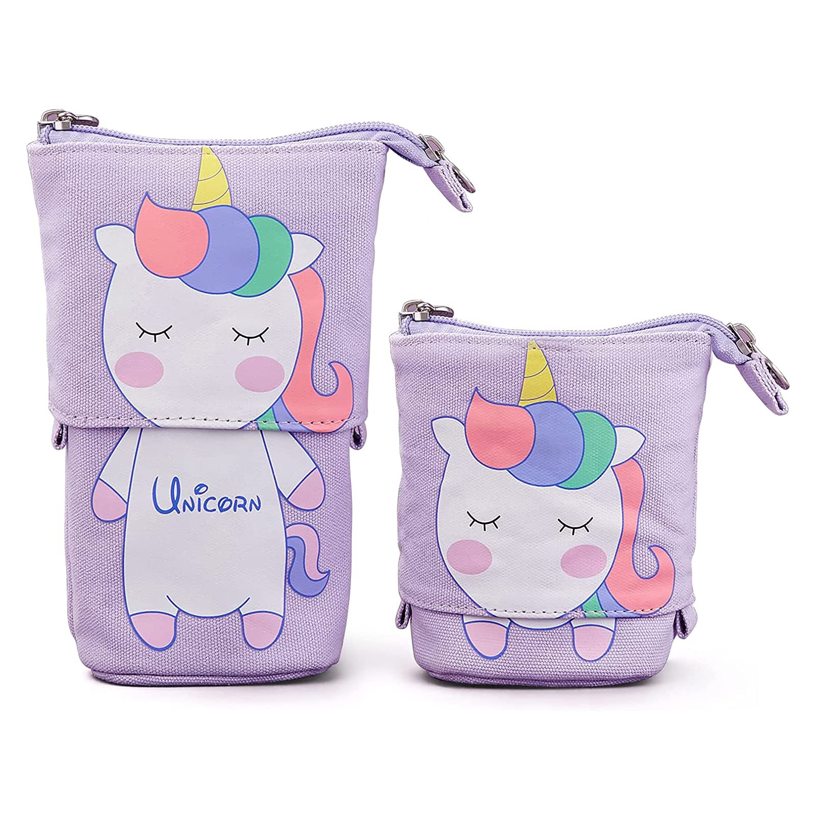 Trousse à Crayons Debout Trousse Scolaire Pliable Porte-Stylo Sac à Crayons Mignon Trousse de Maquillage Pencil Case pour Filles Garçon Étudiants Adolescents Licorne