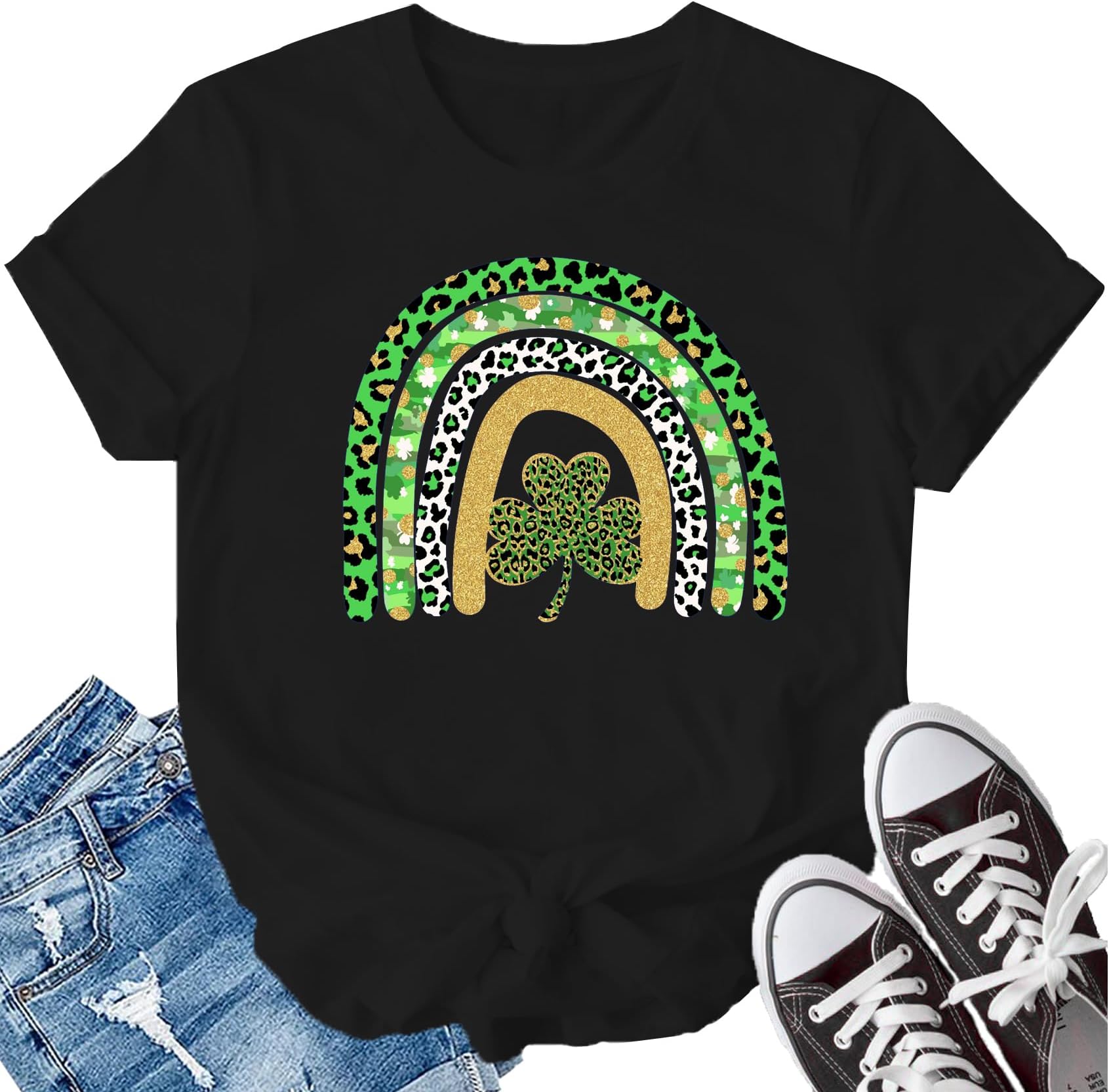 St Patricks Day Shirt for Women Irish Lucky Shamrocks T-Shirt Paddy's Day Tees Saint Patrick's Day Tops
