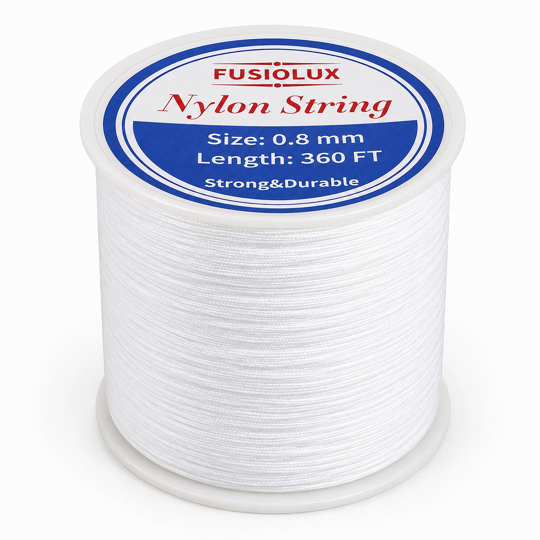 Photo 1 of 0.8mm Nylon Cord for Bracelet Making, Strong Non-Stretch Craft String for Braiding, Colorfast Nylon Braided Thread for DIY Bracelets, Macrame, Keychains, Dream Catchers (White)