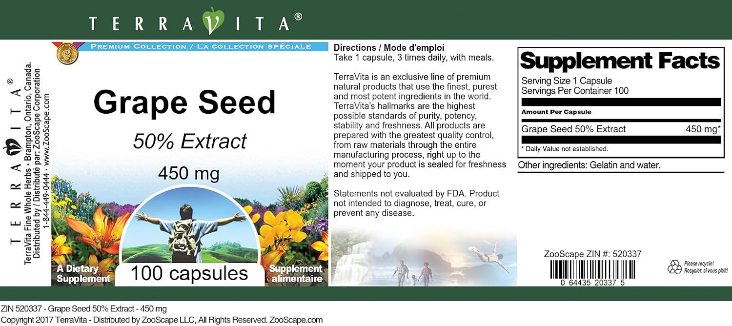 Grape Seed 50% - 450 mg (100 Capsules, ZIN: 520337)