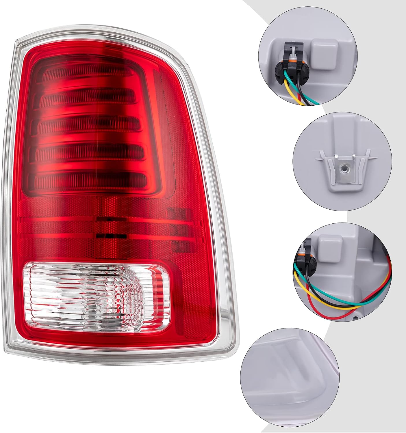 LYNICESHOP LED Tail Rear Light Brake Lamps for 2013-2018 Dodge Ram 1500 2500 3500 Brake Lamp Tail Light Red Clear Lens Tail Lights 68093078AC (Passenger Side)