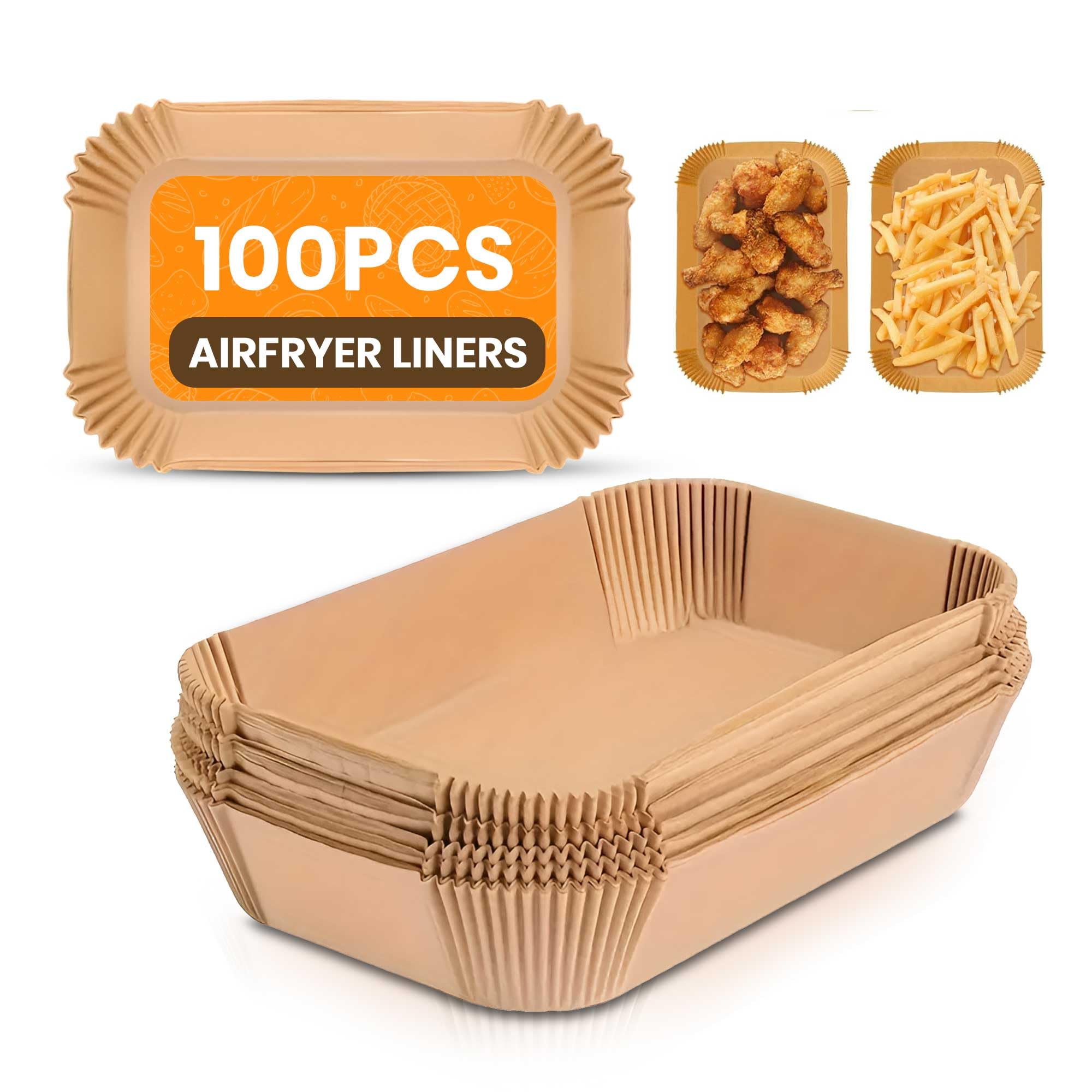 Xiaya 100PCS Rectangle Air Fryer Liners Disposable for Ninja Dual AF300UK, AF400UK, AF500UK & Tower Dual Zone – Non Stick Greaseproof Paper Liners for Easy Cooking & Cleaning