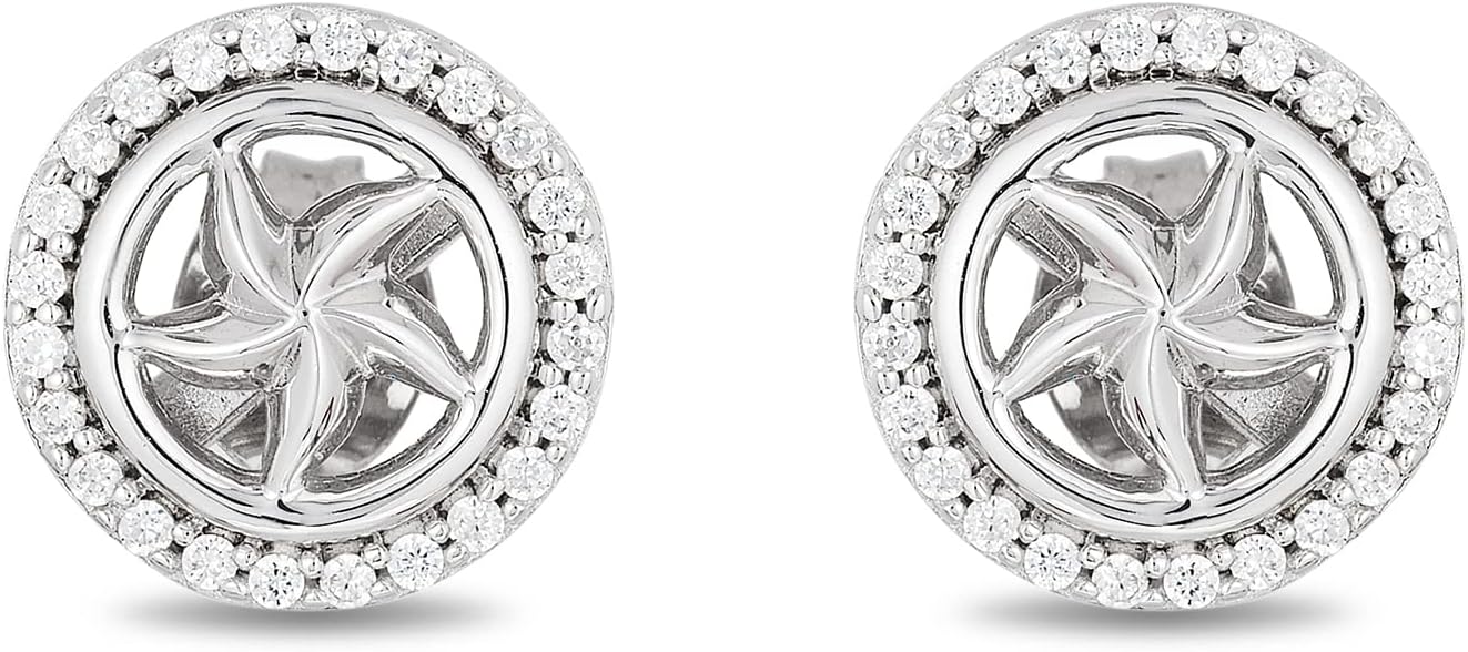 Jewelili Enchanted Disney Fine Jewelry Sterling Silver 1/5 Cttw Diamond Ariel Starfish Earrings