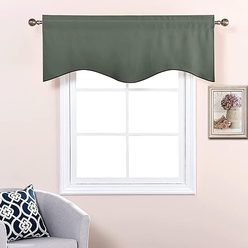 Miniatura 4 de NICETOWN Cenefas pequeñas para sala de estar, cenefas de cocina para ventanas pequeñas, cenefas de ventana cortas festoneadas (52 x 18 pulgadas,