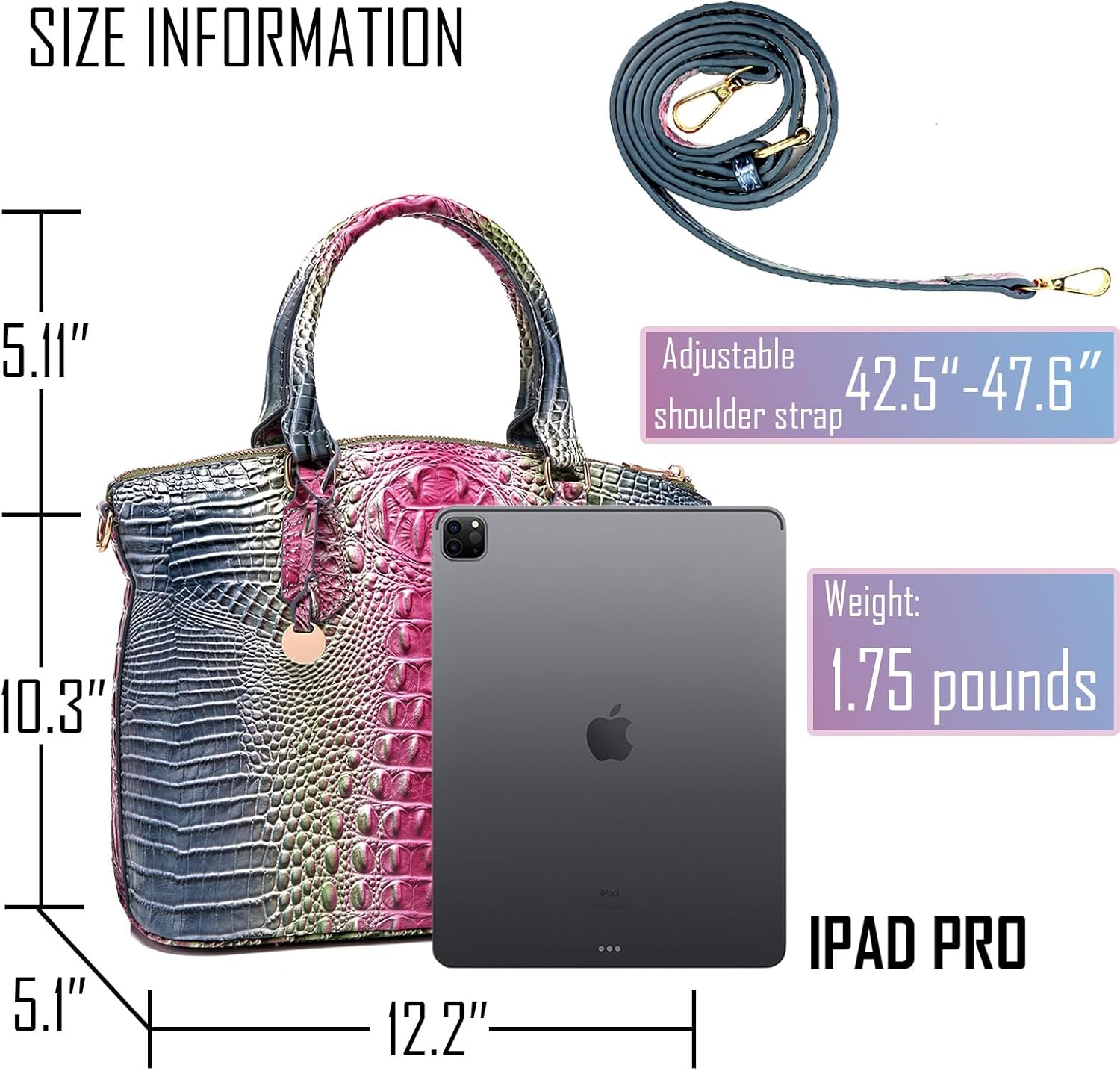 Women Purse Satchel Bag Long Crossbody Classy Tote Bag Top Handle Vegan Leather Ladies Handbags Embossed Pattern - Image 5