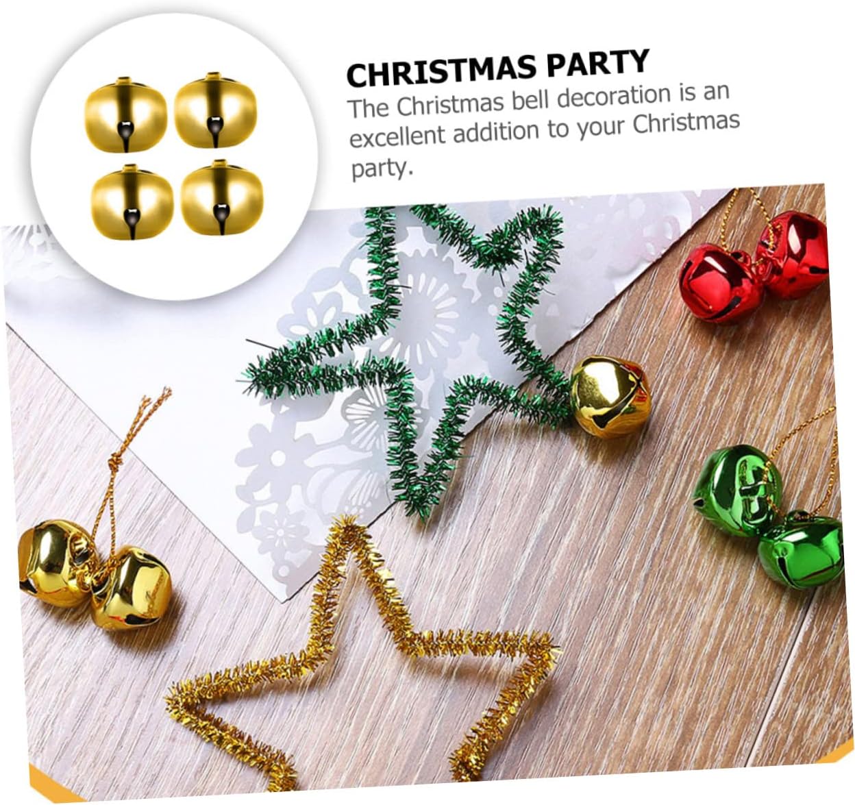 Angoily 60pcs Gold Plated Decorative Bells DIY Craft Bells Lanyard for Christmas Tree Festive Ornaments