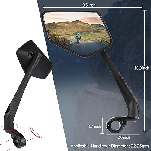 Miniatura 6 de Espejo de bicicleta, espejos retrovisores para manillar, espejos de bicicleta ajustables (izquierdo) para manillar, espejos laterales de bicicleta