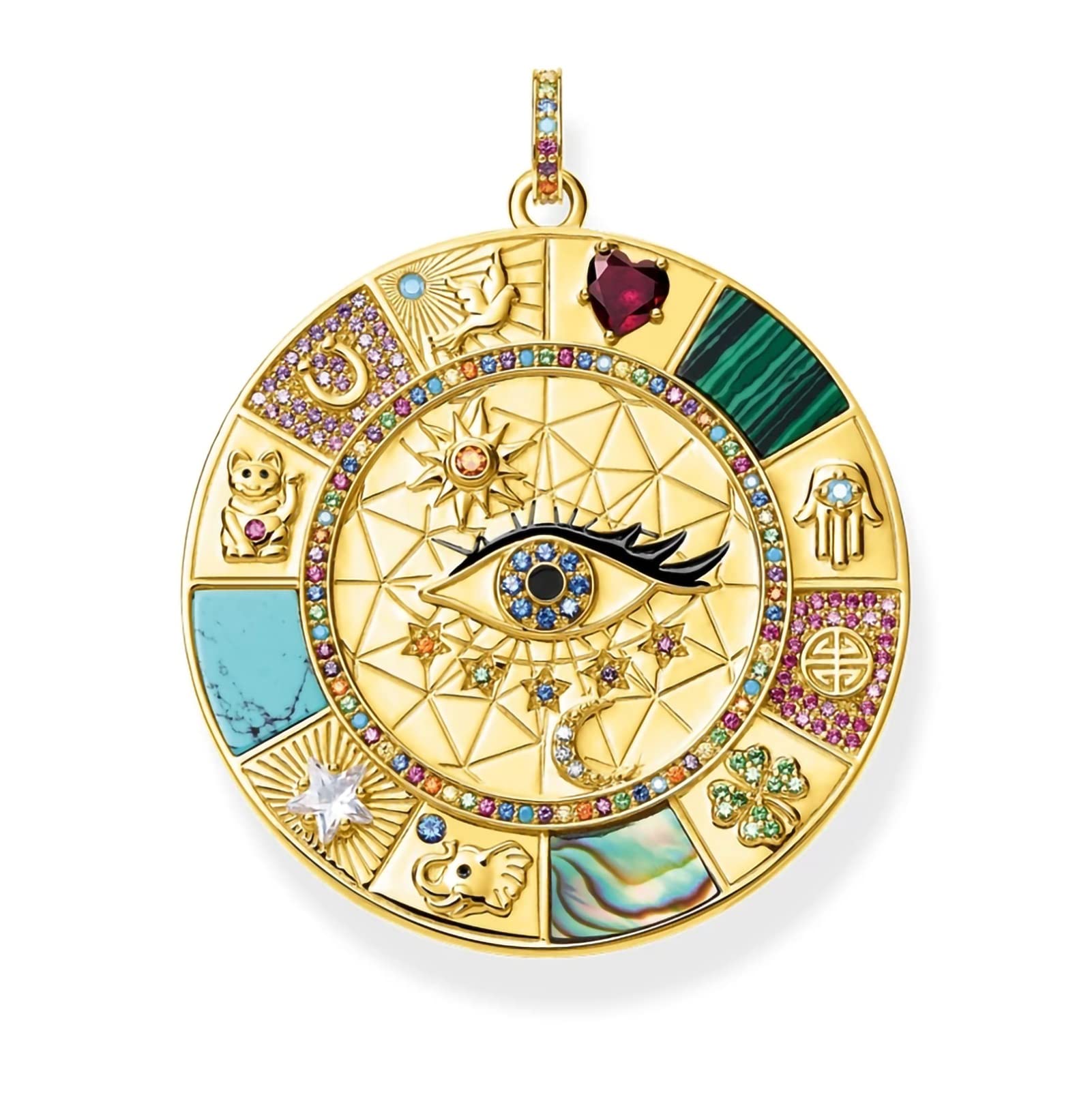 OYZY Pendants, Amulet Magical Lucky Symbols Attract All Eyes Pendants Jewelry 925 Sterling Silver Accessorie For Women Men (Color : Gold)