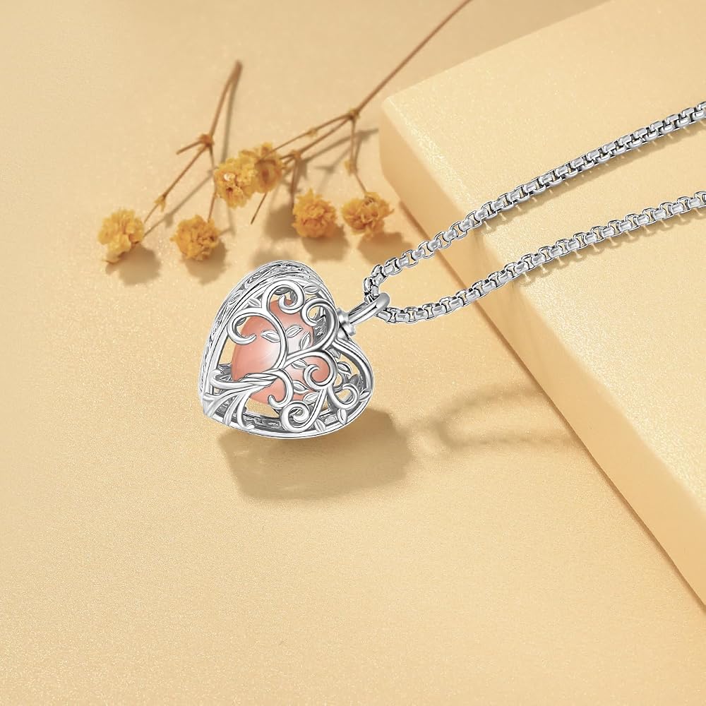 Albero della Vita Urna Collane per Ceneri da Donna Infinity Cuore Cremazione Gioielli Memorial Human Ashes Keepsake Ciondolo, Acciaio inossidabile, Nessuna pietra preziosa