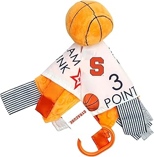 The Learning Lovey Syracuse University Orange Baby Basketball Tag Toy - College Baby Sensory Crinkle Toys - Soft & Safe - Ideal Baby Stroller Toy - BPA Free w/Stroller Clip (10