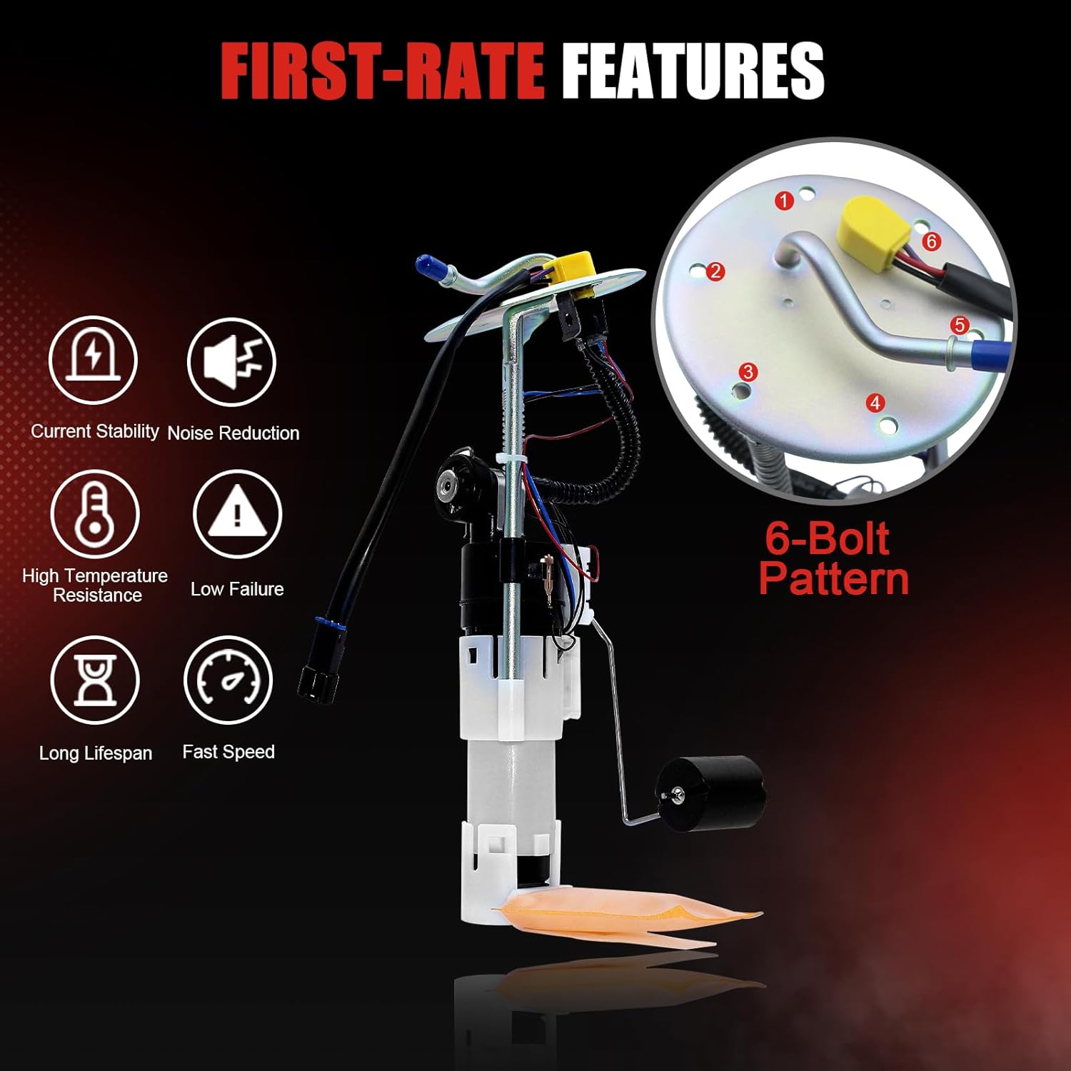 47-1041 Fuel Pump Assembly Compatible With 2006 Polaris Sportsman 500 EFI(with 6 BOLT Pattern!), Fits for Polaris Sportsman 500 EFI 2007 (6 Bolt Pattern) Replace OE# 22520437 47-1041