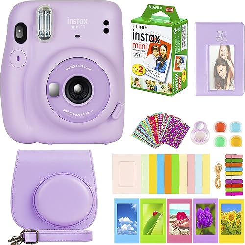 Miniatura 1 de Fujifilm Instax Mini 11 - Cámara con película instantánea Mini Film 20 películas paquete con accesorios incluyendo estuche filtros de color álbum de