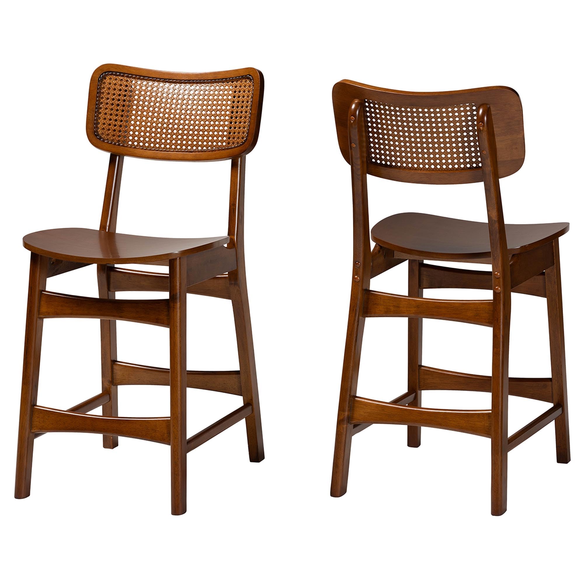 Baxton Studio Tafari Counter Stools, Set of 2, Walnut Brown/Light Brown