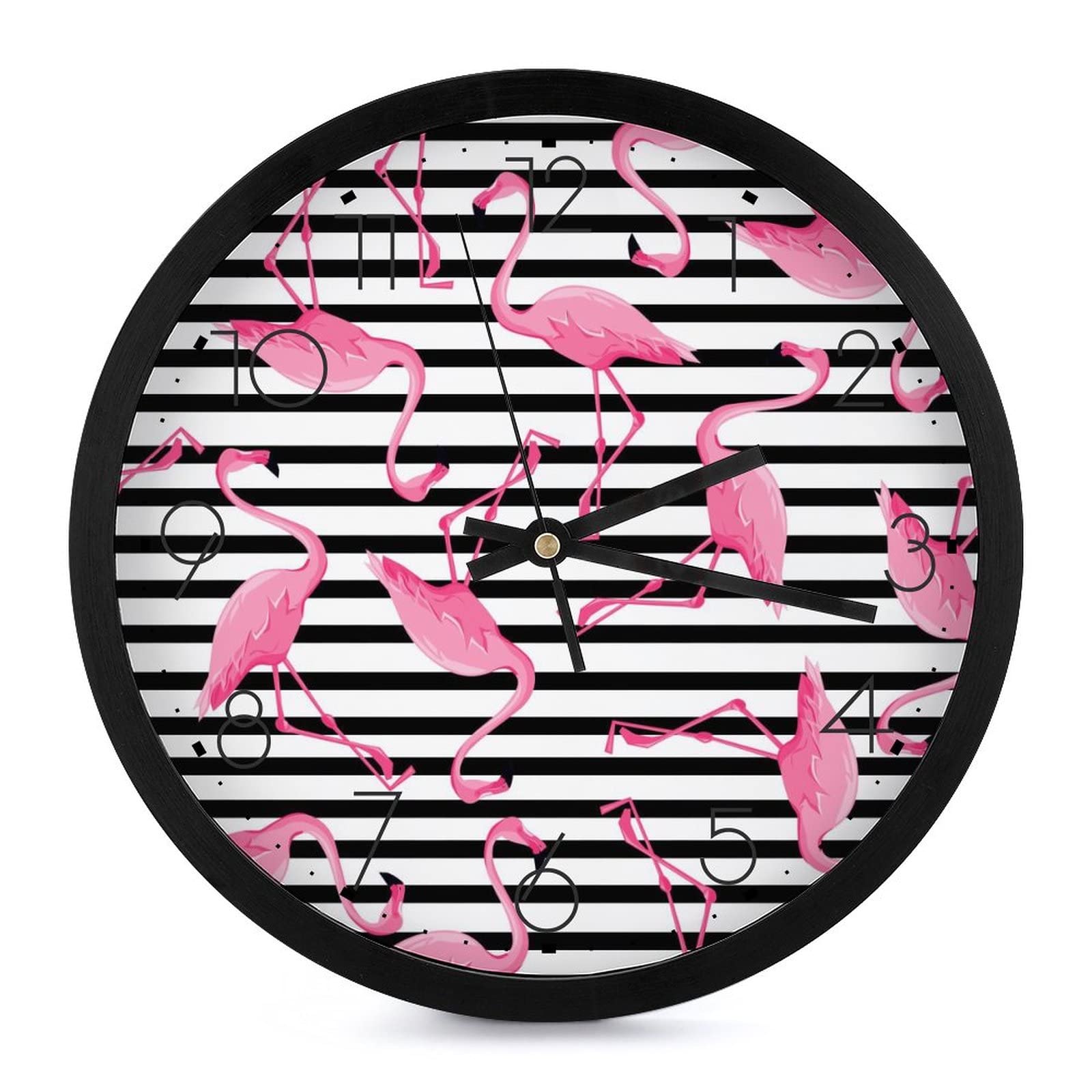 Pendule murale flamant rose 25.4cm au design moderne épuré