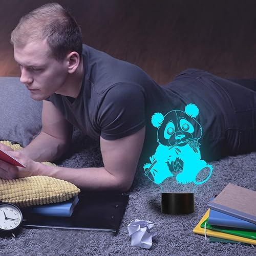 Miniatura 5 de Shellvcase Panda 3D Night Light, Optical Illusion Lamp 7 Colors Changing with Smart Touch & USB Cable, Giant Panda Gifts for Boys Girls Kids, Panda