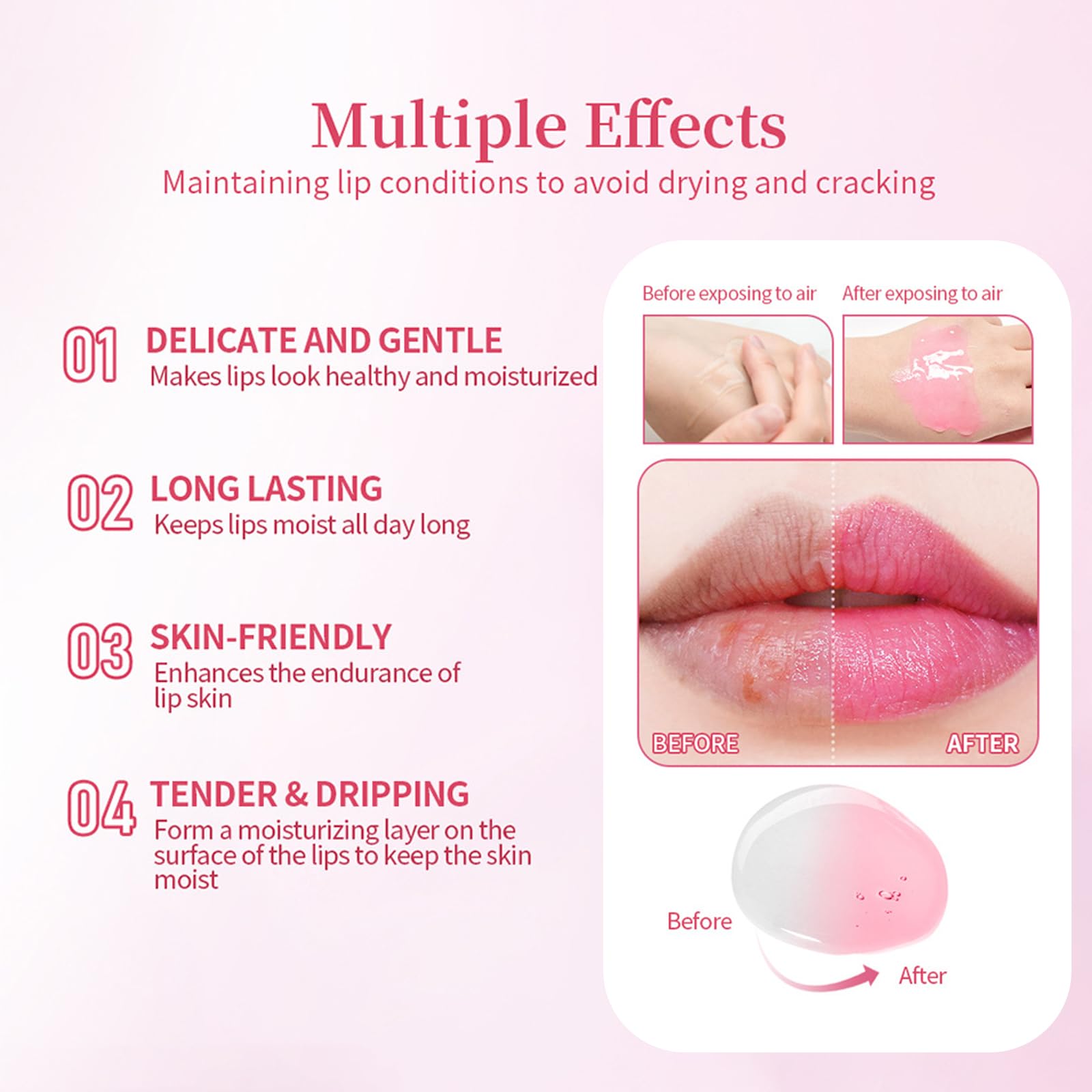 Lip Plumper Pink Lip Plumper Serum, Colour Changing Lip Gloss Moisturizing Pink Lip Gloss - Image 2