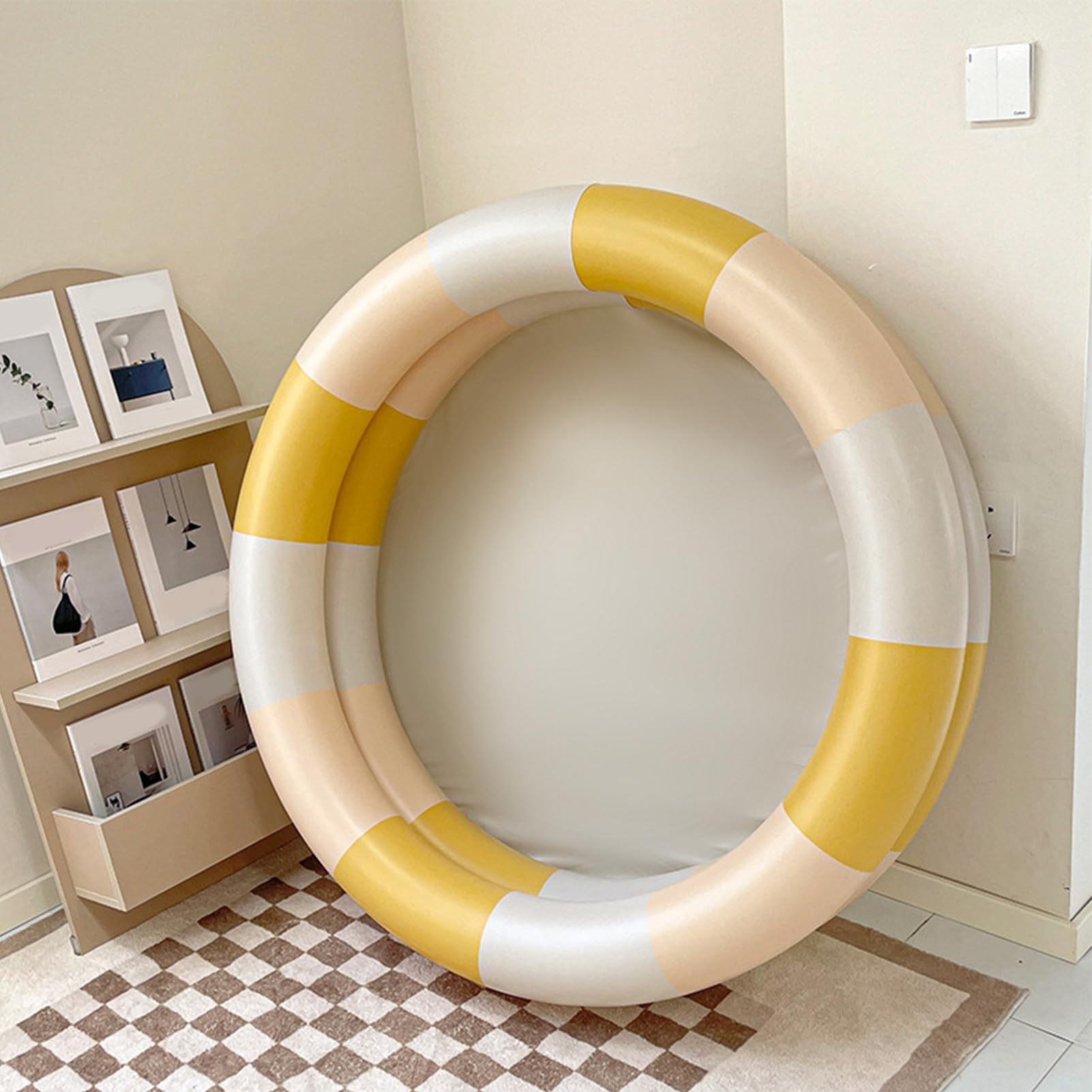Piscina Infantil Inflable Piscina Inflable Bebé Retro Piscina Inflable Familia Estilo Lindo Piscina de Agua Engrosada para Juegos en Interiores o Exteriores (Raya Amarilla)