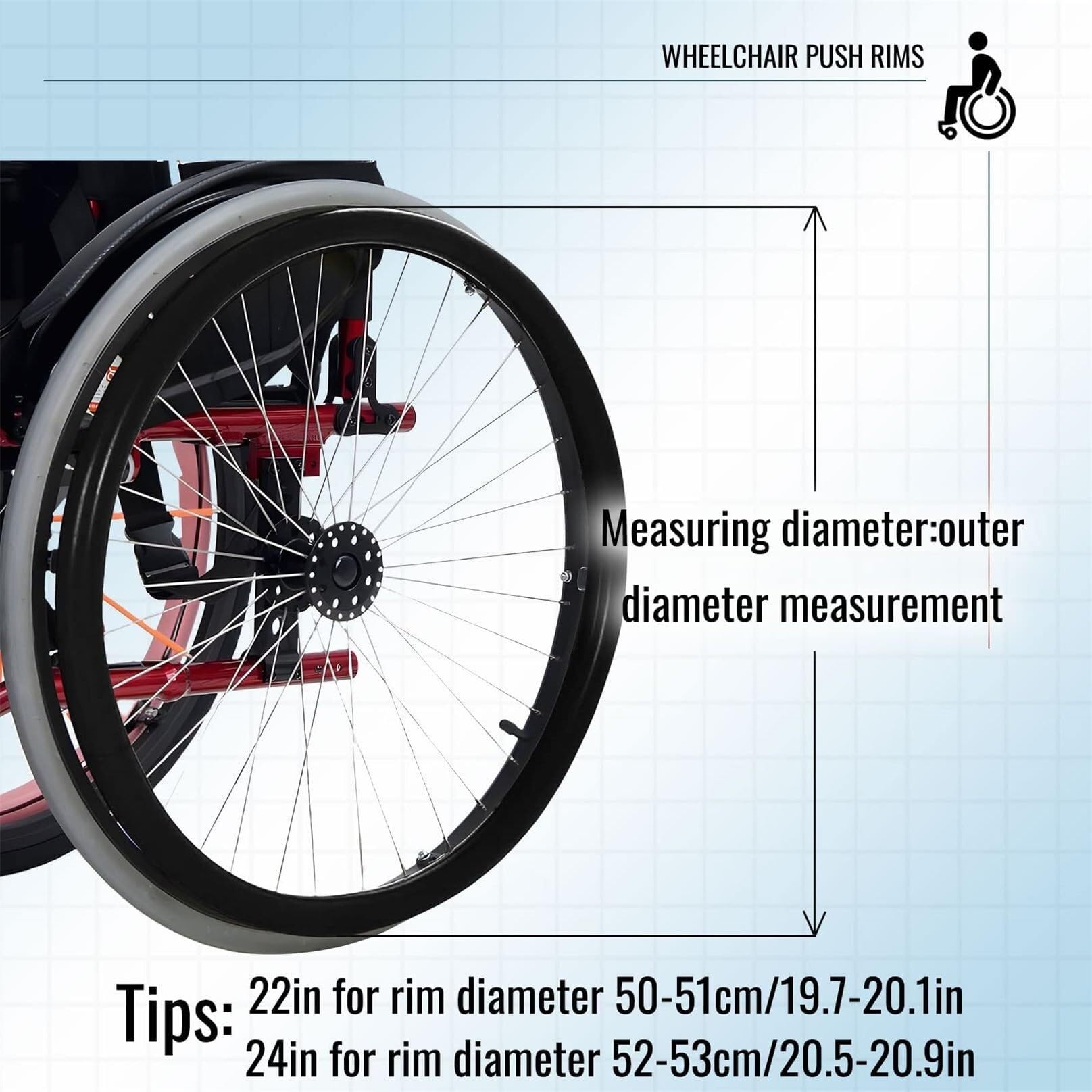Fundas de silicona para aro de empuje de silla de ruedas, 1 par, antideslizantes, resistentes al desgaste, fundas para aro de empuje de silla de ruedas, fundas para silla de ruedas para mejorar el ag