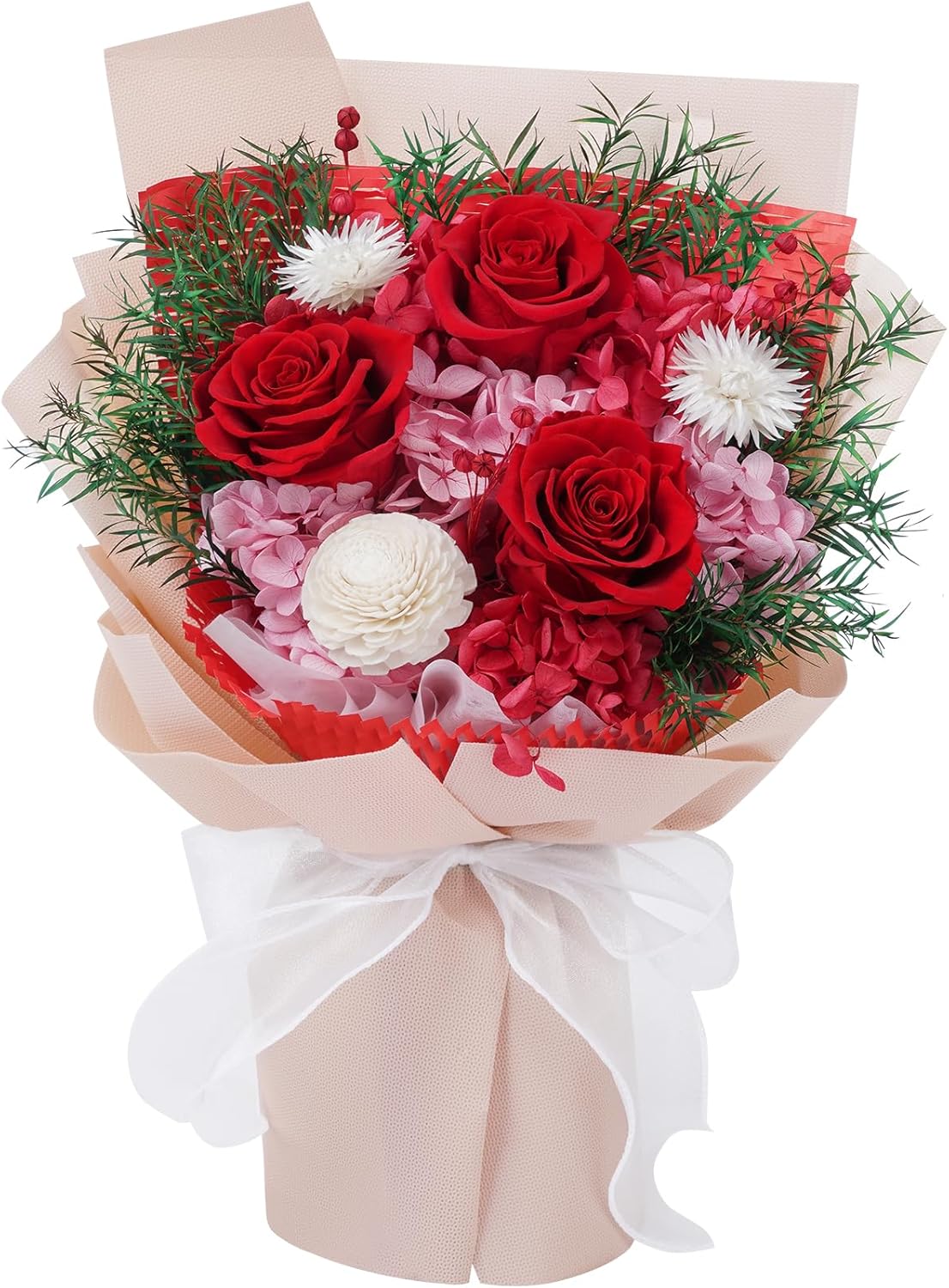 Waipfaru Red Preserved Flowers Bouquet in Gift Box - Lasts 1-3 Years, Eternal Roses for Mother's Day, Anniversary, Birthday Gifts