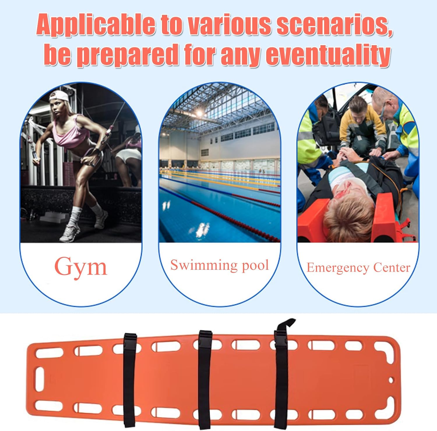 Aquatic Spine Board Rescue Kit - Portable Portable Patient Transport Rescue with Neck Brace & Head Bed, Lightweight PE Plastics Ambulance Stretcher Gurney for Patient,Orange-72 * 17 * 13in (