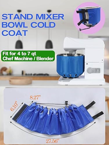 Miniatura 2 de Bolsa de hielo reutilizable para batidora de pie de cocina (4 a 7 cuartos de galón), azul, tela y PVC, tamaño ajustable, mantiene la comida fresca y