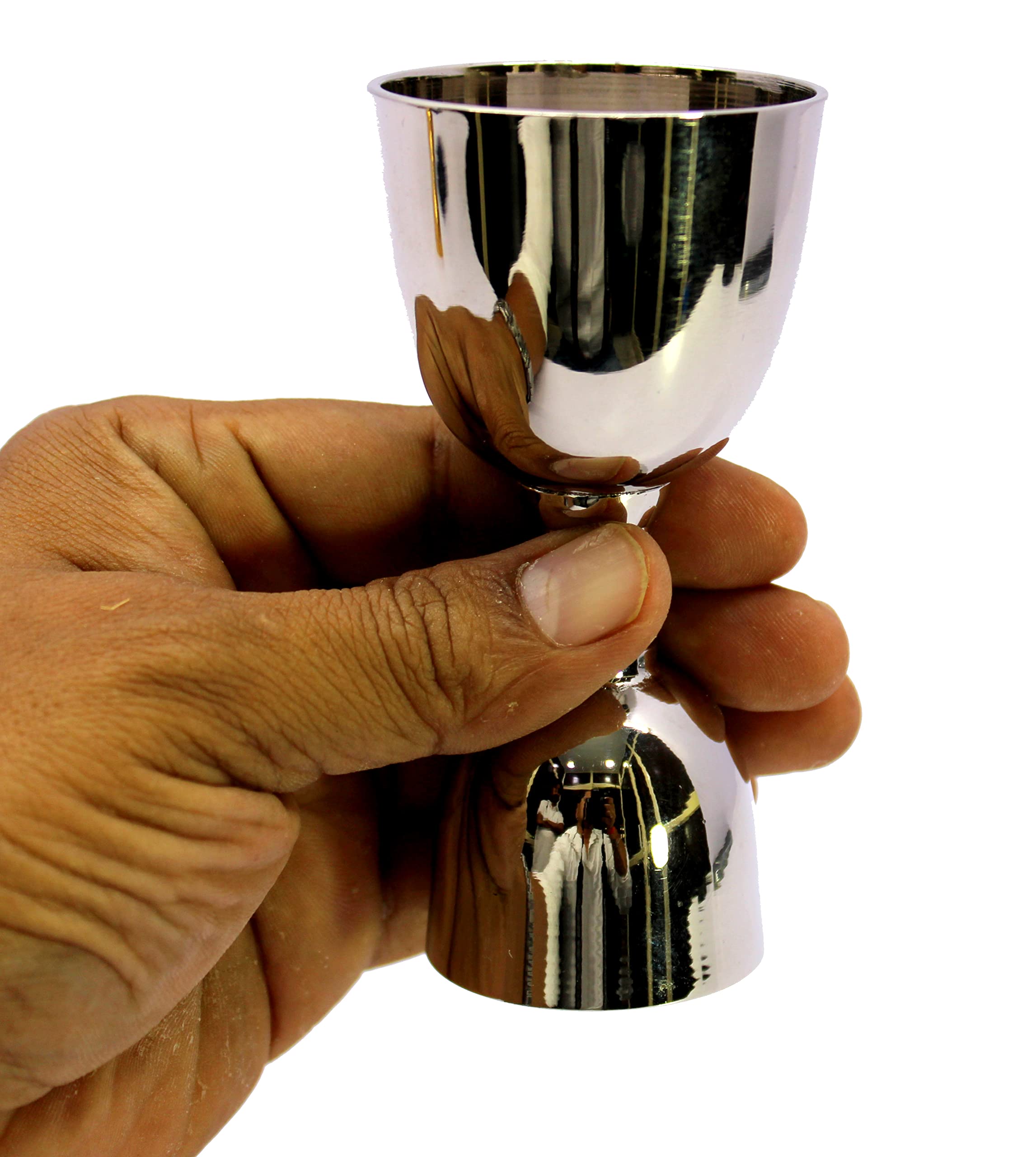 eSplanade Brass Liquor Peg Measuring Glass Jigger Bar Tool - Double Sided - 30 and 60 ml - Silver - Image 8 thumbnail