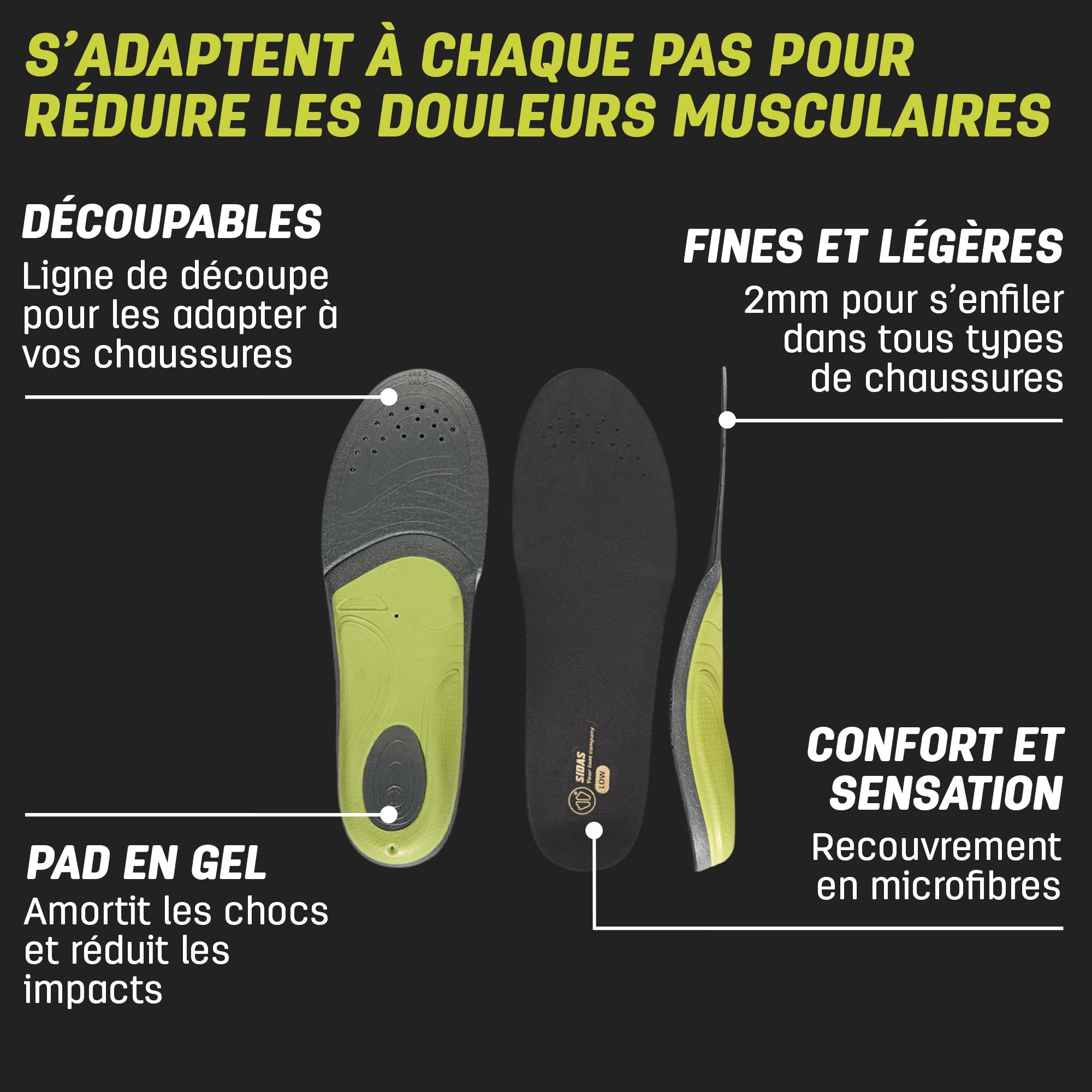 Semelles 3Feet Slim, Pour les différentes voûtes plantaires Pour les faibles volumes chaussants, Soutien Voûte Plantaire, Homme et Femme