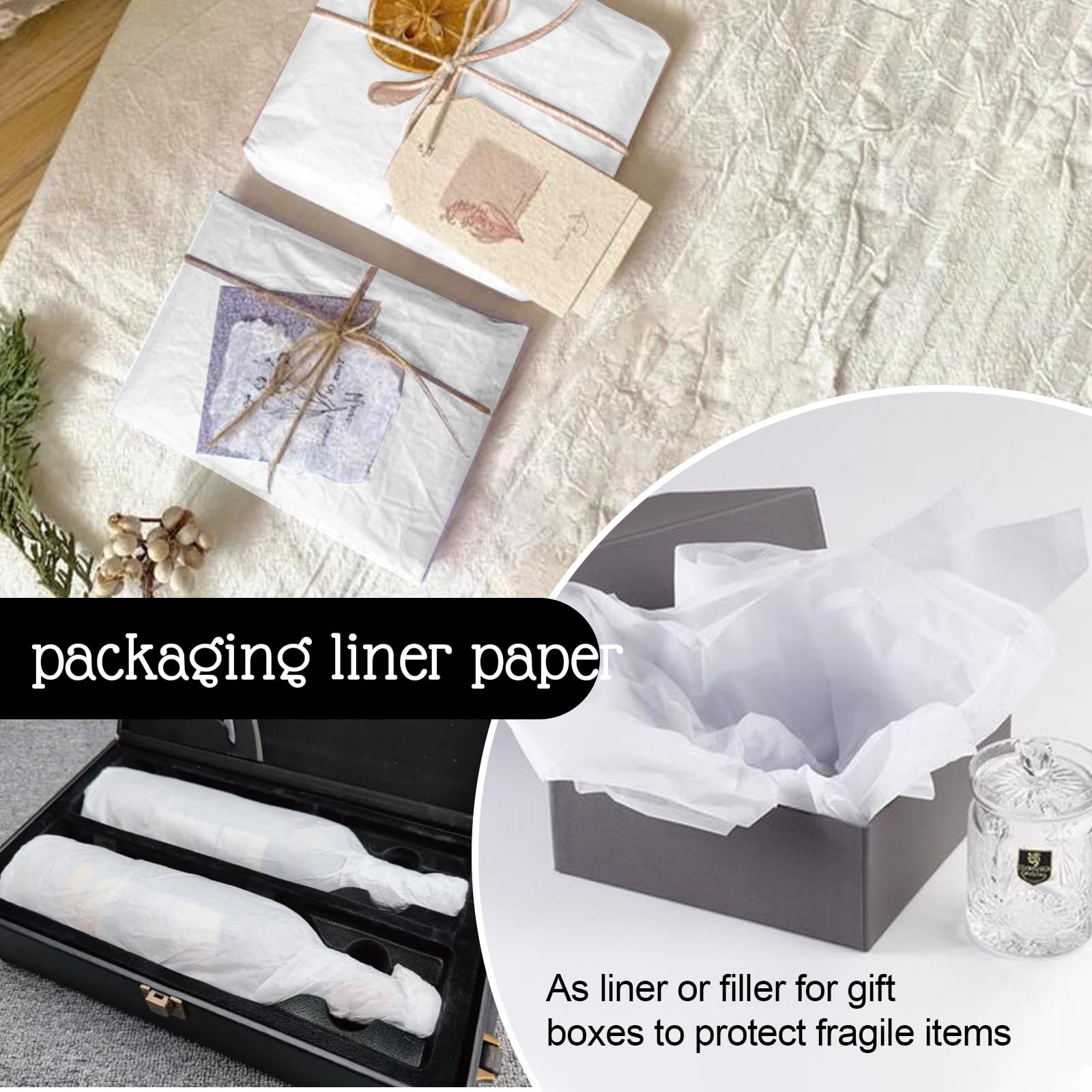 80 Feuilles Papier De Soie Blanc 70x50cm - Papier Emballage Cadeau Sans Acide Pour Artisanat