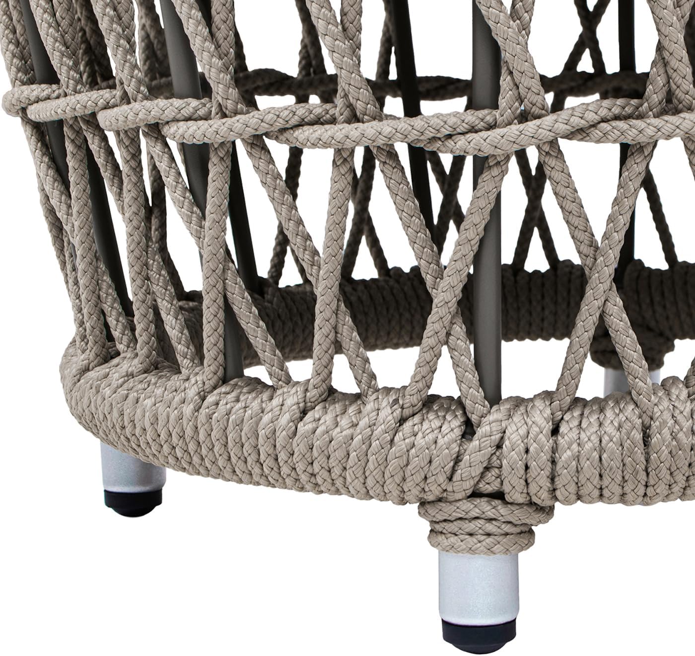 21.5" Round Woven Patio Coffee Table Light Beige Olefin