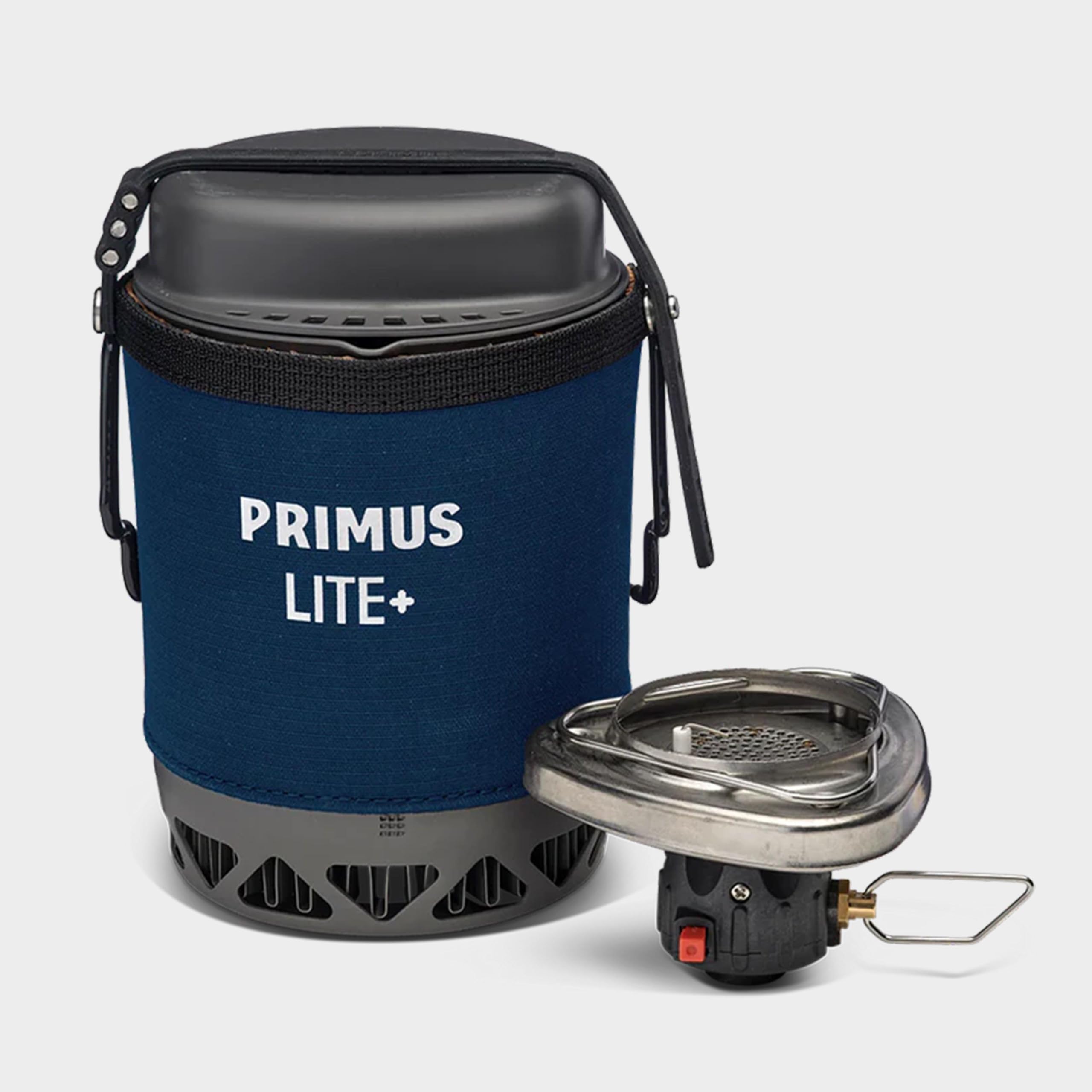 Primus Lite Plus Stove System II con pentola anodizzata dura da 0,8 l | Escursionismo da solo, accensione piezoelettrica, bruciatore resistente al vento, peso totale 380 g, coperchio funge da tazza