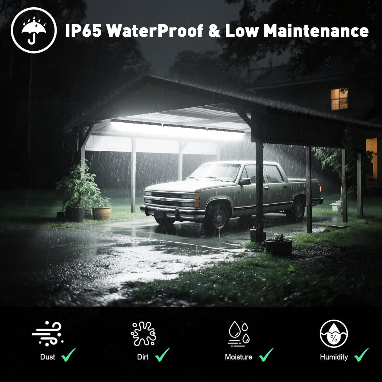 4FT LED Vapor Tight Light 60W/50W/40W/30W Power Selectable 6600LM Shop Light IP65 Waterproof & 6500K Ultra-Bright, LED Light Strip Ideal for Car Wash, Garage, Carport, Freezer,Warehouse-2Pack