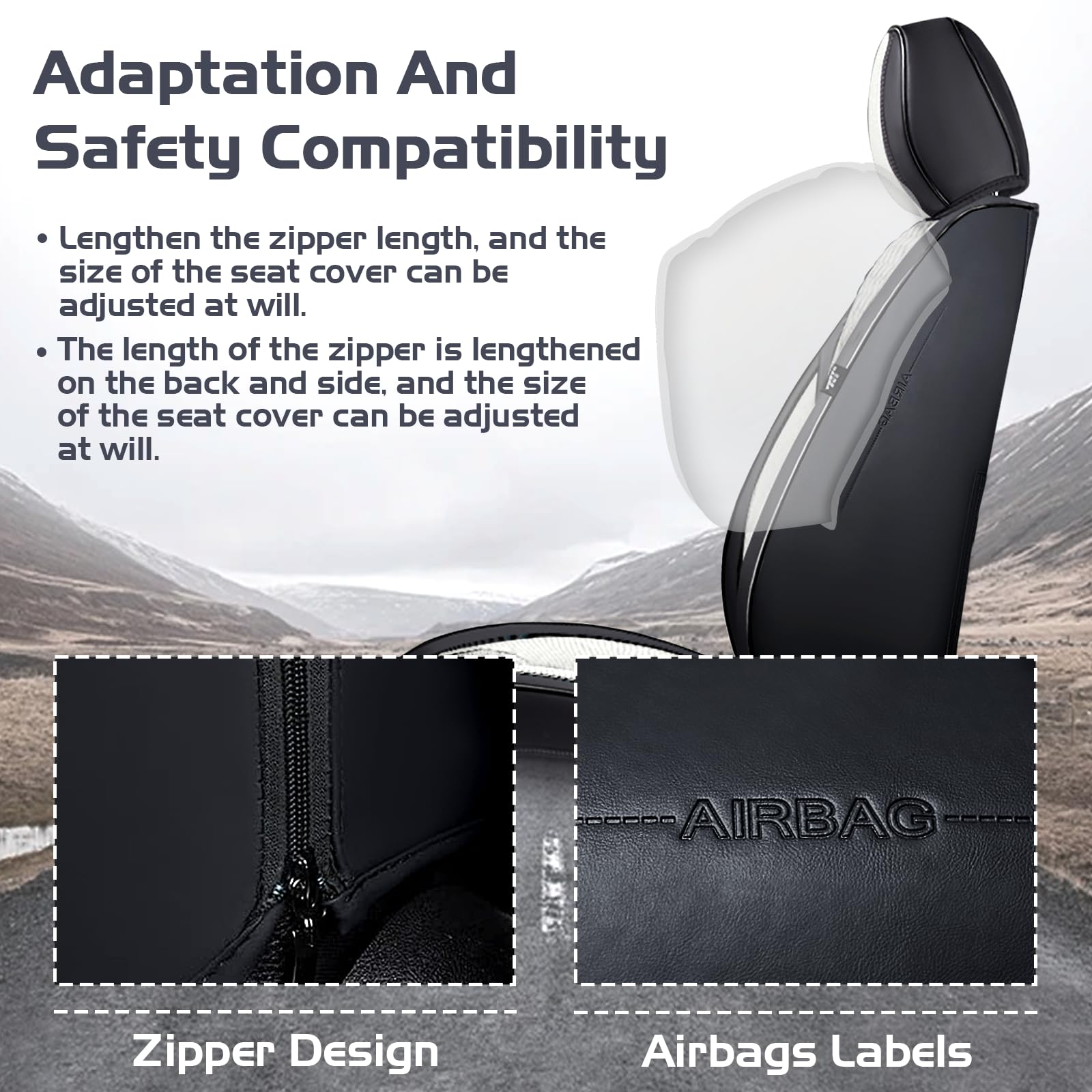 Car Seat Covers for GMC Sierra 2500 2000-2026 Waterproof Nappa Leather Full Set Seat Cover Anti-Slip and Comfortable — view 3