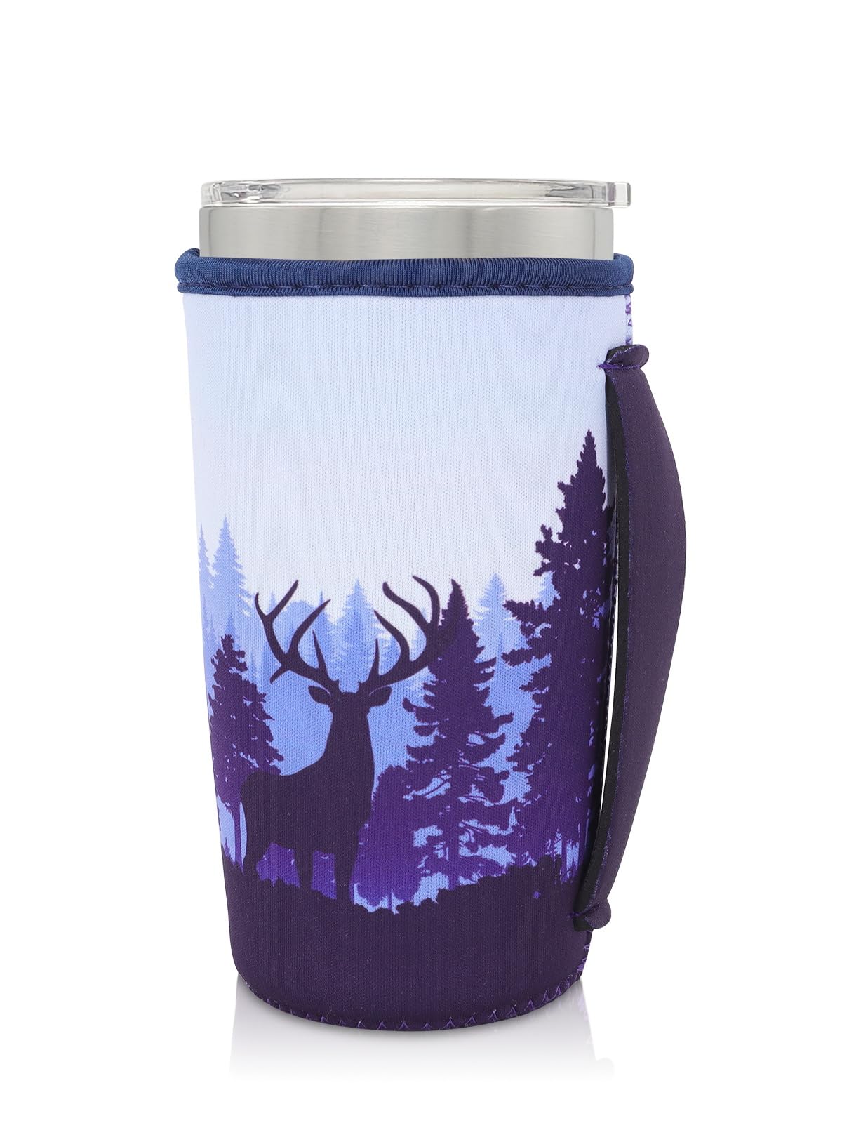 Neoprene Insulated Sleeves Cup Holder with Handle for 20oz Tumbler Cups, Reusable Iced Coffee Sleeve For 30oz - 32oz coffee cups(Foggy Forest)