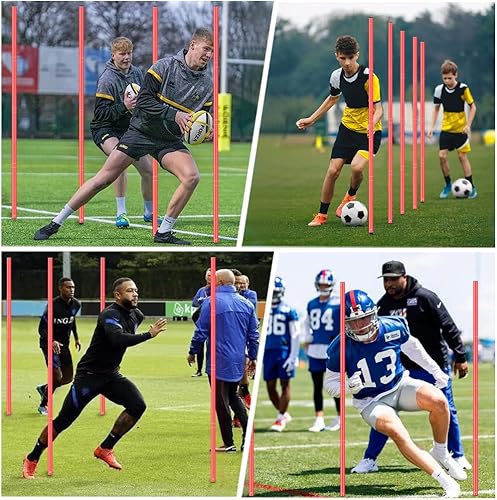 Miniatura 6 de HOTOOLME Equipo de entrenamiento de agilidad, equipo de entrenamiento de fútbol incluye 6 postes de agilidad, escalera de agilidad, 10 conos de