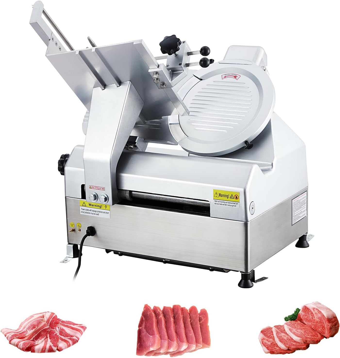 Professional Automatic Meat Slicer, 550W Dual Motor, 12.6” Carbon Steel Blade, Adjustable Thickness (0–15mm), Built-in Sharpener, Heavy Duty Commercial Deli Slicing Machine