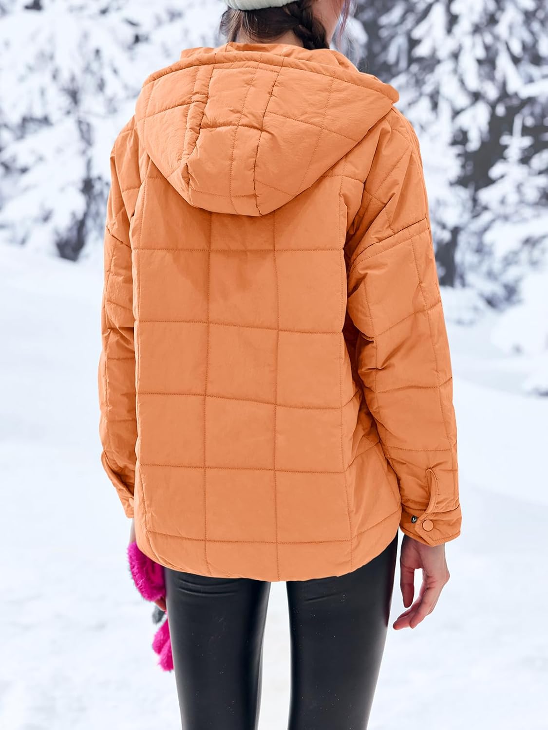 Fazortev Womens Oversized Puffer Jacket Quilted Dolman Hoodies Pullover Long Sleeve Lightweight Warm Tops Coat - Image 4