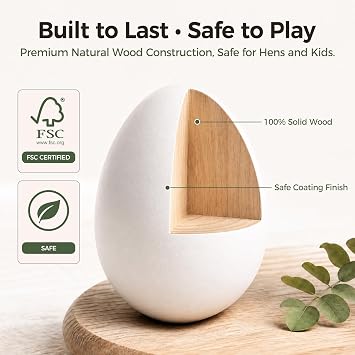 POPLAY 15-Pack Wooden Eggs for Nesting, Fake Chicken Eggs 3 Colors