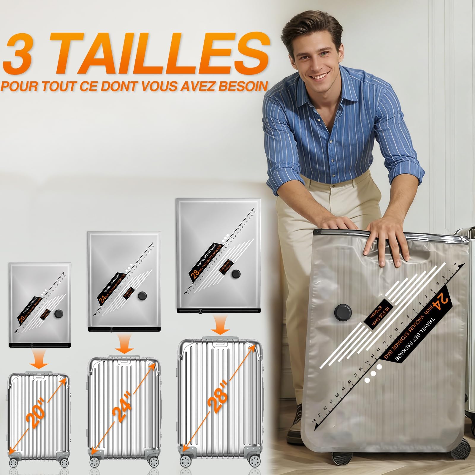 Bolsas de almacenamiento al vacío para viajes con 2 bombas, paquete de 12 bolsas reutilizables para ahorrar espacio con bomba eléctrica recargable y bomba manual que ahorra un 80% de espacio para