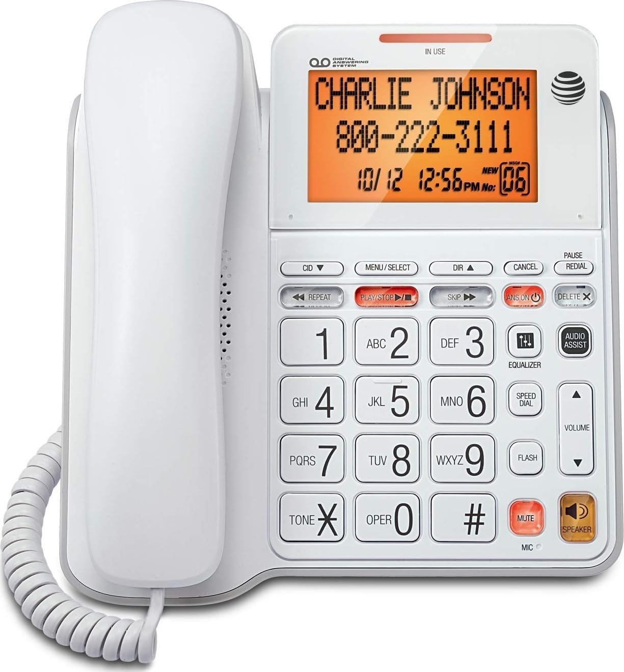 AT&T CL4940 Corded Phone with Digital Answering System, Caller ID, Large Tilt Display